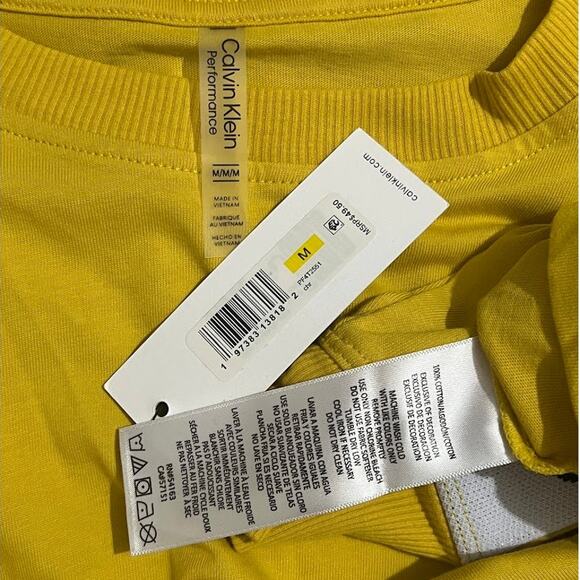 Calvin Klein Performance (M) Cropped Logo Stripe Long Sleeve Crew Neck Top Tee - Picture 5 of 9